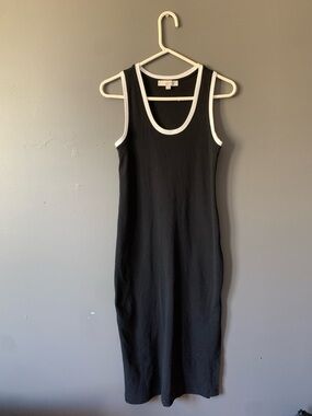 Black Tank Midi Dress with White Trim